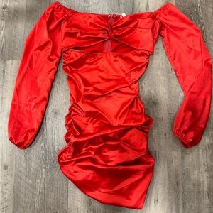 Red long sleeve mini dress. Size small